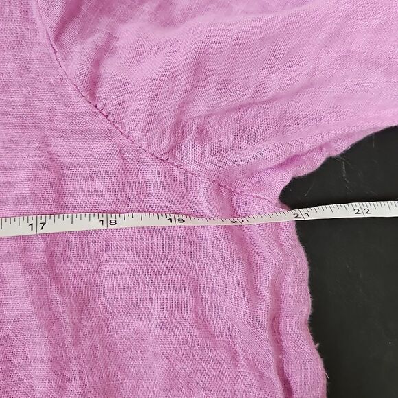 Crown Linen Designs Womens Purple Elbow Sleeve Blouse Size M 100% Linen Mature - Picture 7 of 10